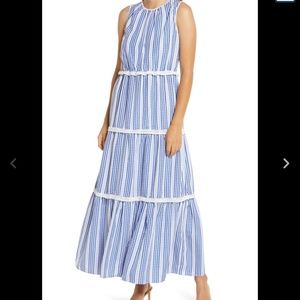 Julia Jordan gingham maxi dress with crochet lace size 10